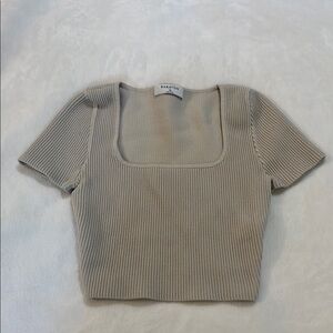 Aritzia babaton Cream Ribbed Crop Short Sleeve